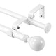 preview thumbnail 21 of 32, Round Ball Designer Double Drapery Adjustable Curtain Rod & Hardware 28"-48" - Glossy White