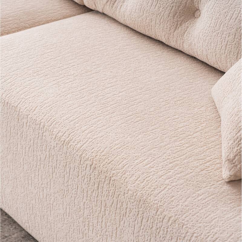 103.2" Fabric 4-Seater Sofa, Raised Back, 2 Pillows and Deep Seat Design