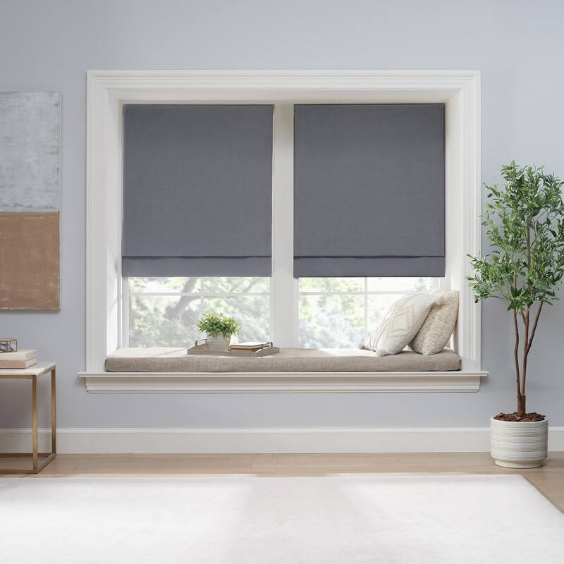Eclipse Dillan Linen-Like Textured Solid 100% Total Blackout Cordless Roman Shade