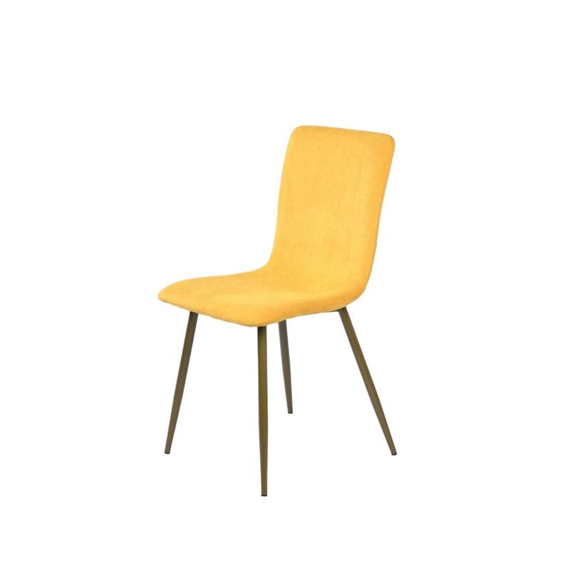 HomeRoots Set of Four Yellow and Gold Upholstered Fabric Dining Side Chairs - 17.00 in. x 35.00 in. x 17.00 in.