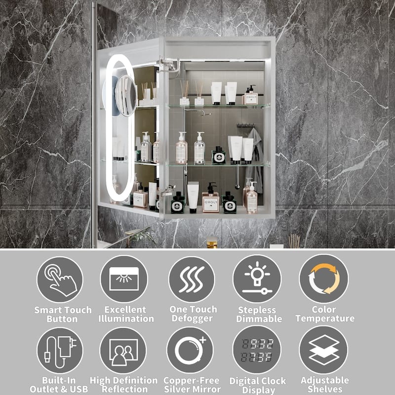 Modland 20x32" LED Recessed or Surface Medicine Cabinet with Mirror
