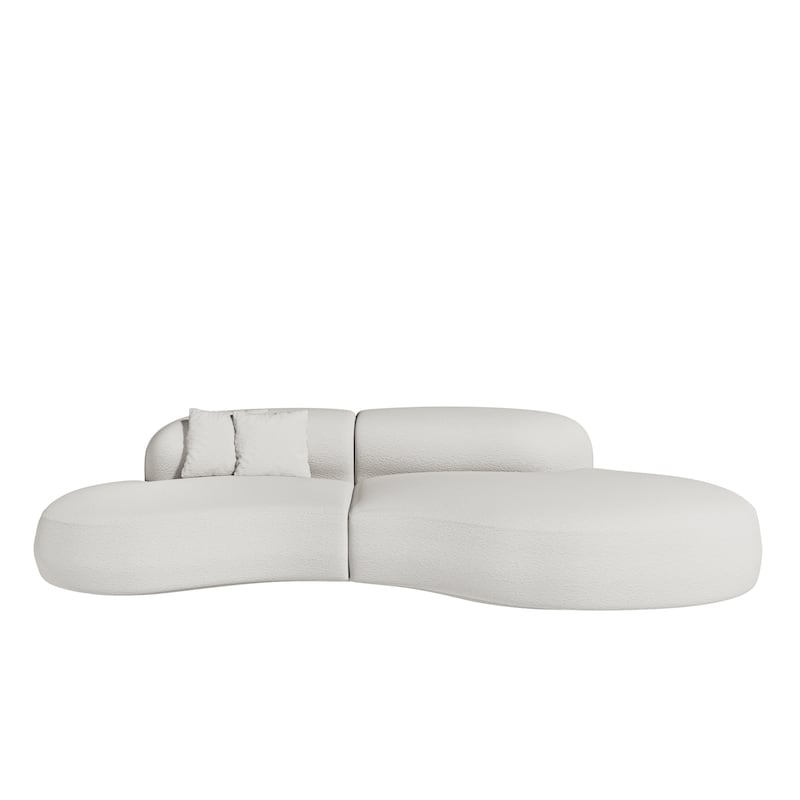 135" Modern Boucle White Armless Sofa Couch for Living Room