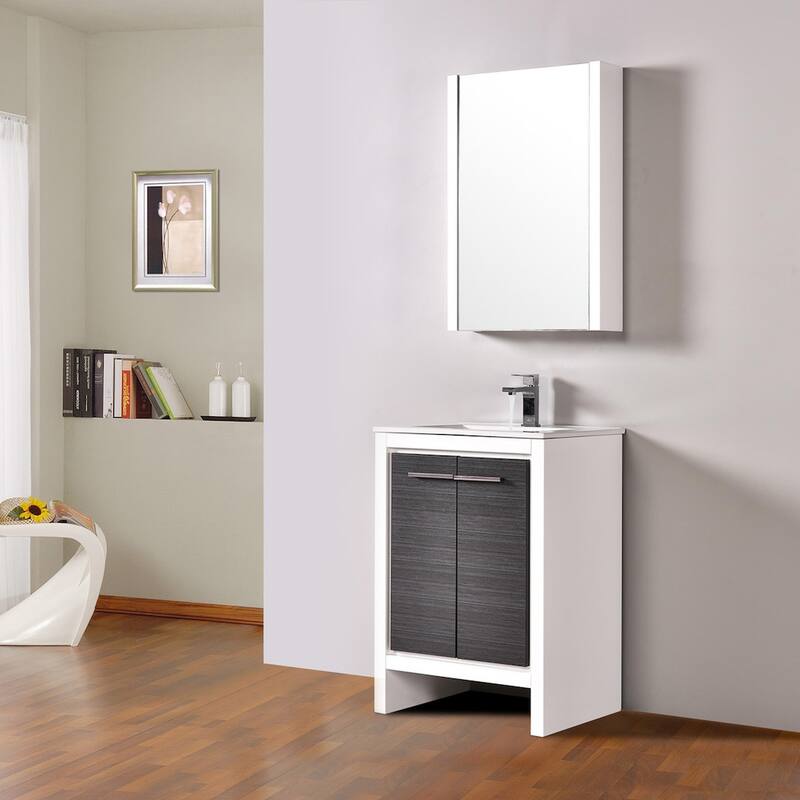 Solid Wood Bathroom Vanity with Mirror Medicine Cabinet