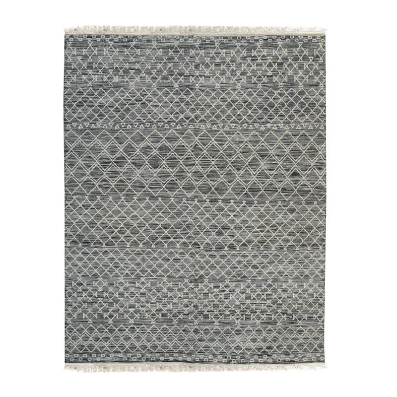 Black Handwoven Wool Contemporary Kilim Runner 2' x 6' - Flat Weave Durable Stain Resistant Design - N/A