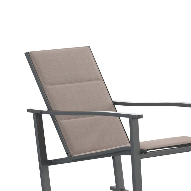 Set of 2 All Weather Flex Comfort Rocking Chairs with Metal Frames-Black/Black
