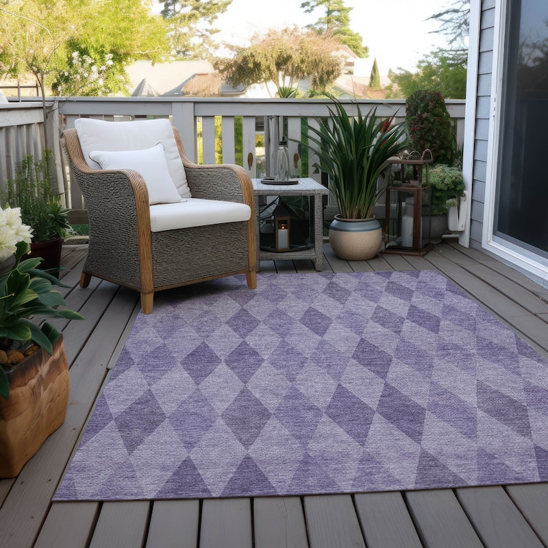 Machine Washable Indoor/ Outdoor Argyle Chantille Rug