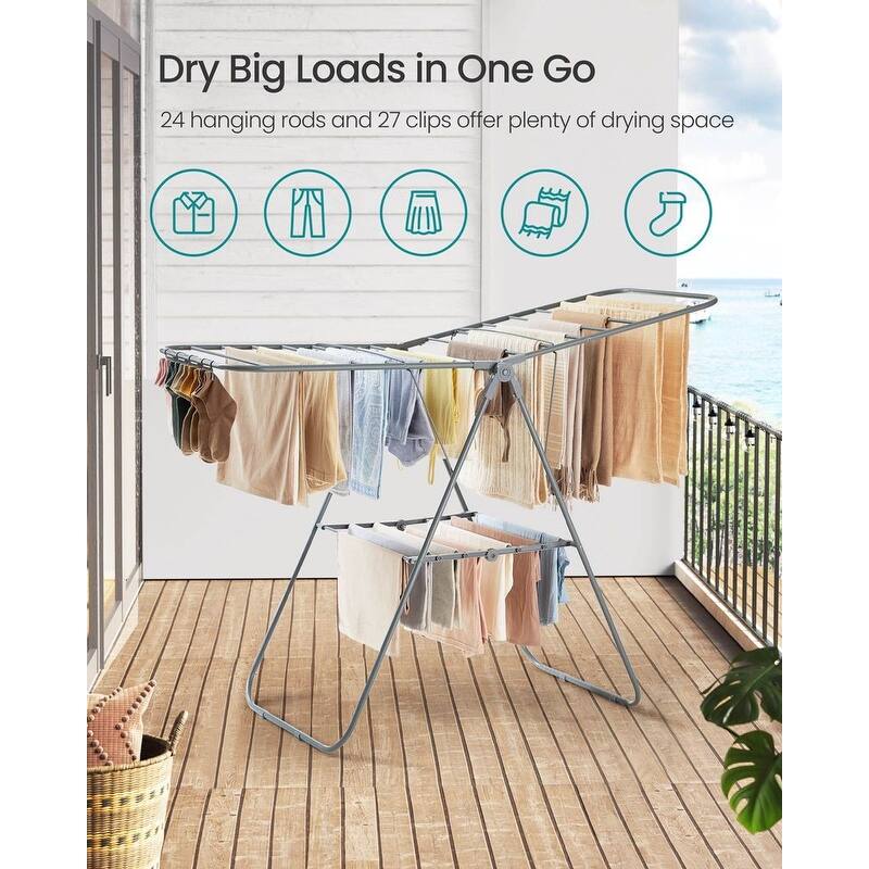 Modern Stainless Steel Clothes Drying Rack with Sock Clips