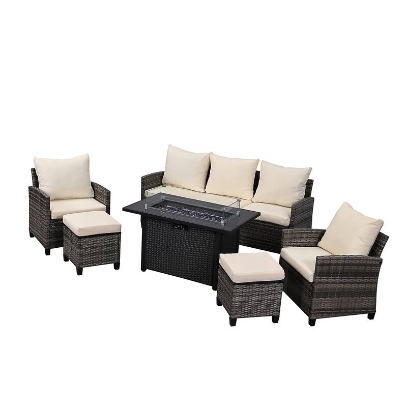 6 Pieces Outdoor Conversation Sets With Fire Table