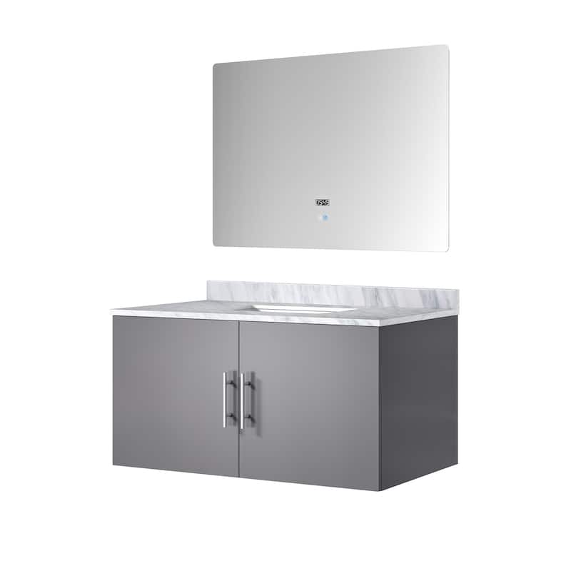 36-inch Bathroom Vanity with Marble Top, Soft Close Features,and Mirror -Scratch & Stain Resistant Countertop