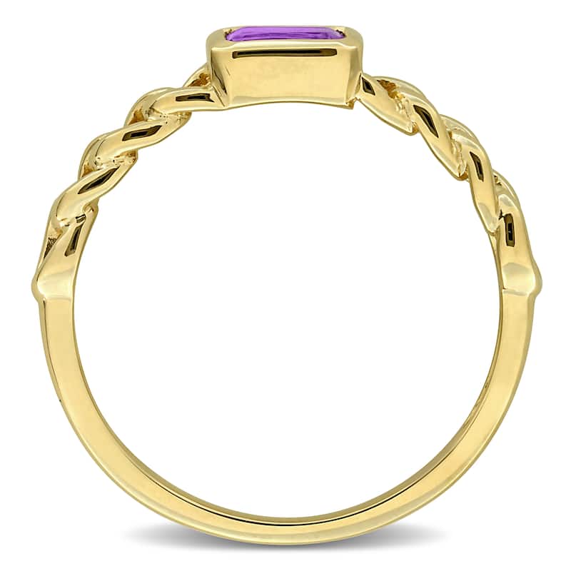 Miadora Octagon Gemstone Engagement Link Ring in 14k Yellow Gold
