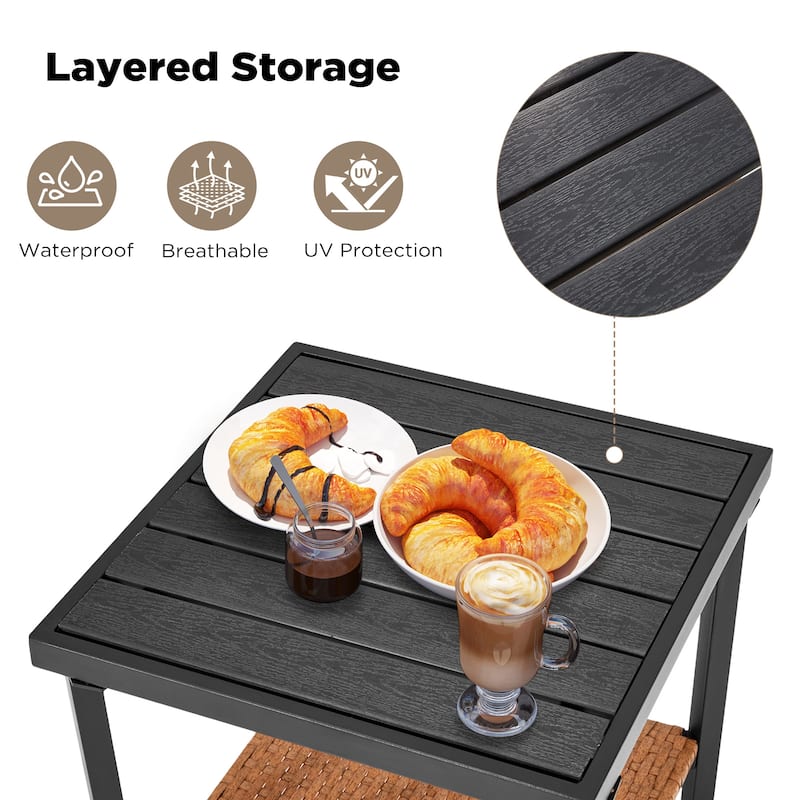 3-Piece Outdoor Rocking/Swivel Chair Set - PE Rattan Patio Furniture with Cushions & Coffee Table, Rocker Chairs for Backyard