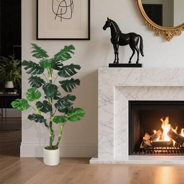UV Resistant Artificial Monstera Plant 5FT Tall, Realistic Faux Greenery  with Pot for Home Office Patio Decor - Bed Bath & Beyond - 43759181