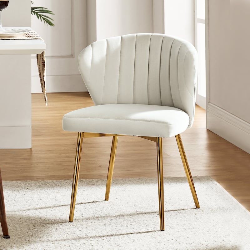 Aruna Accent Chair with Metal Legs 20''W X 19.5 ''D X 29''H by HULALA HOME - Ivory