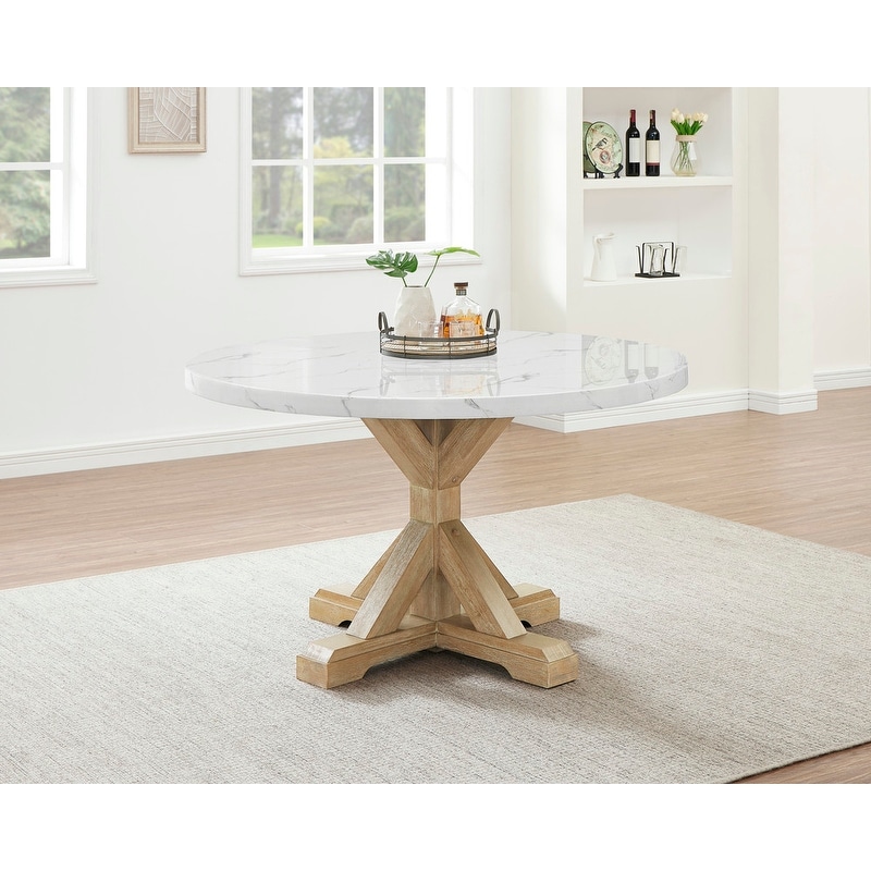 Best Quality Furniture Round Faux Marble Top Rustic Color Table