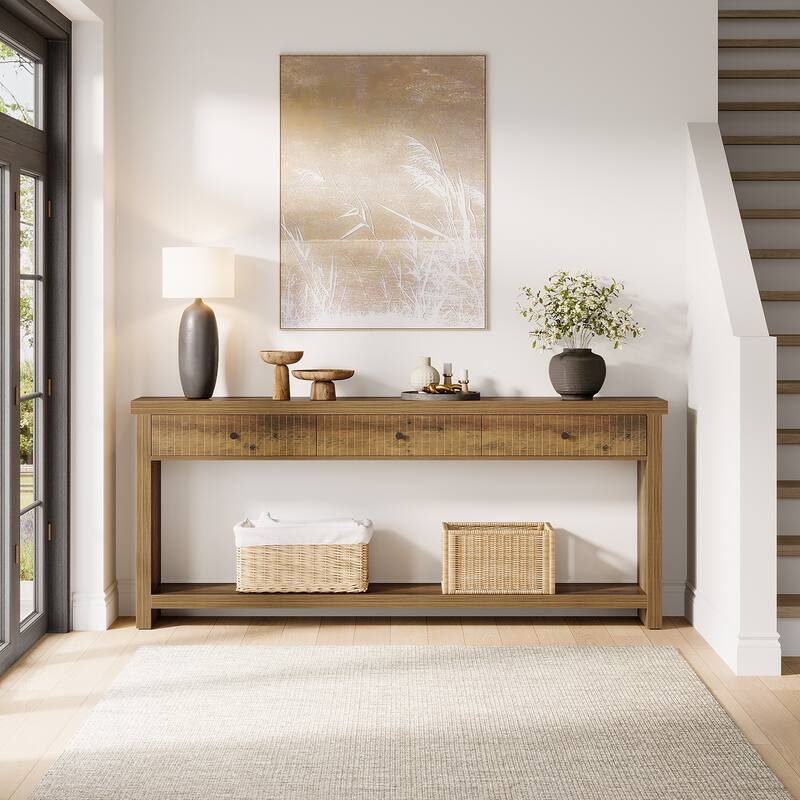 71'' Wood Console Sofa Accent Table with 3-Drawers for Entryway