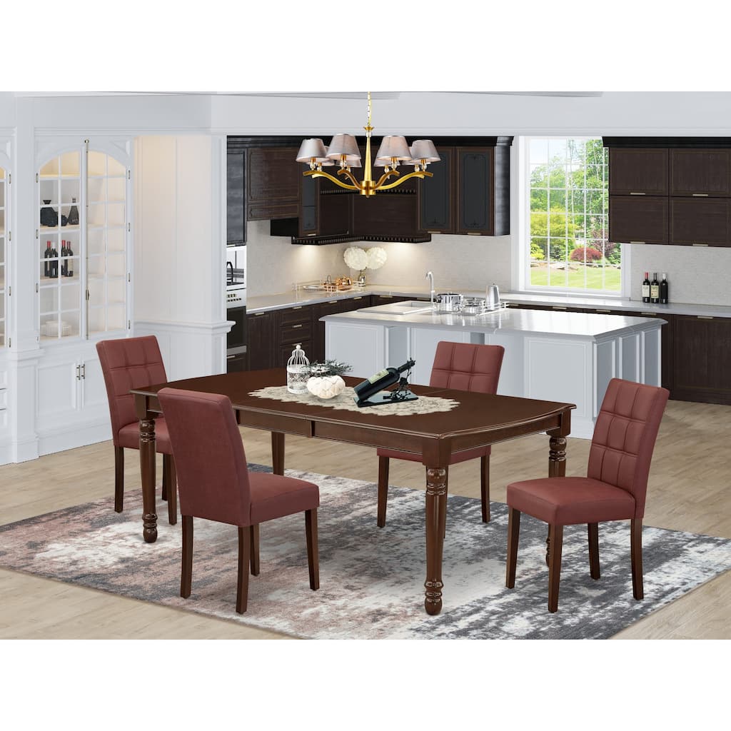 East West Furniture Dinette Set Includes a Rectangle Dining Table and Chairs, Mahogany (Pieces Options)