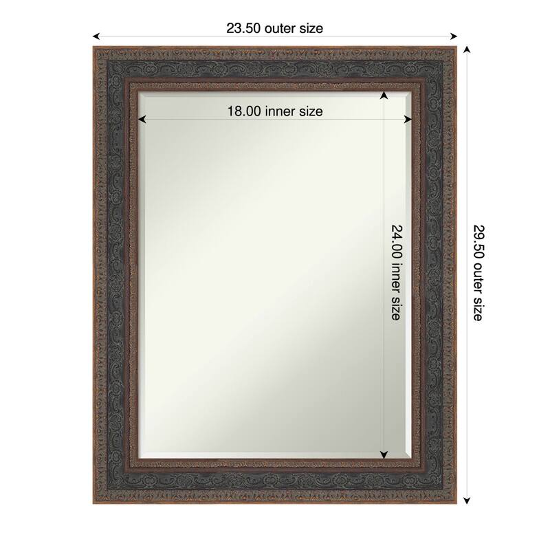 Attic Aged Half-Inch-Bevel Wood Framed Wall Mirror - 24 x 30 in - Attic Aged Bronze
