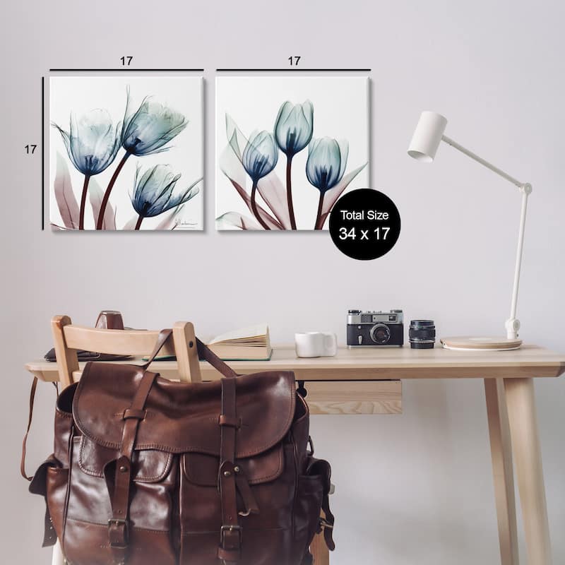 Stupell Vibrant Blue Tulips Canvas Wall Art Design By Albert Koetsier (Set of 2)