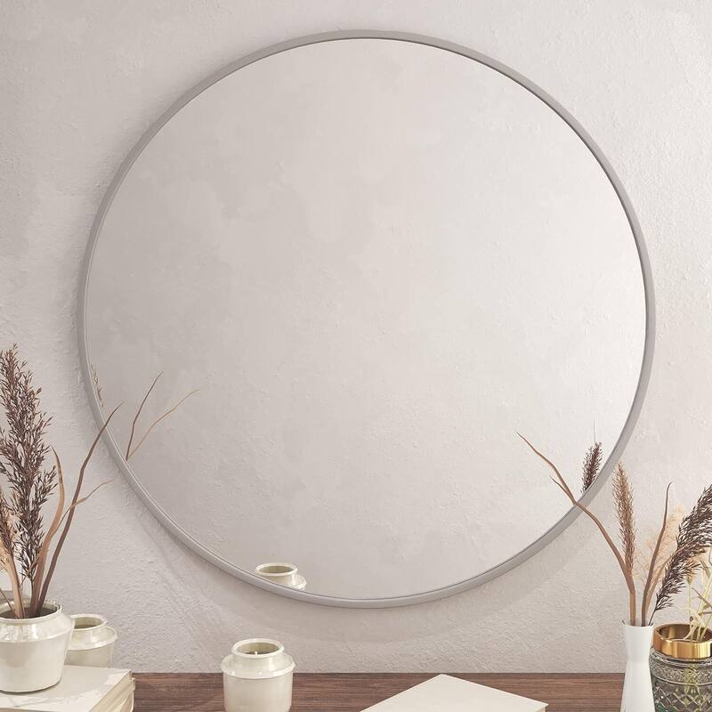 Round Wall Mirror Circle Bathroom Mirror Metal Frame for Bathroom Entryway Bedroom Living Room Wall Mounted Modern Rustic Decor