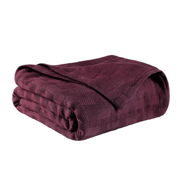 Basketweave All-Season Bedding Cotton Blanket by Superior