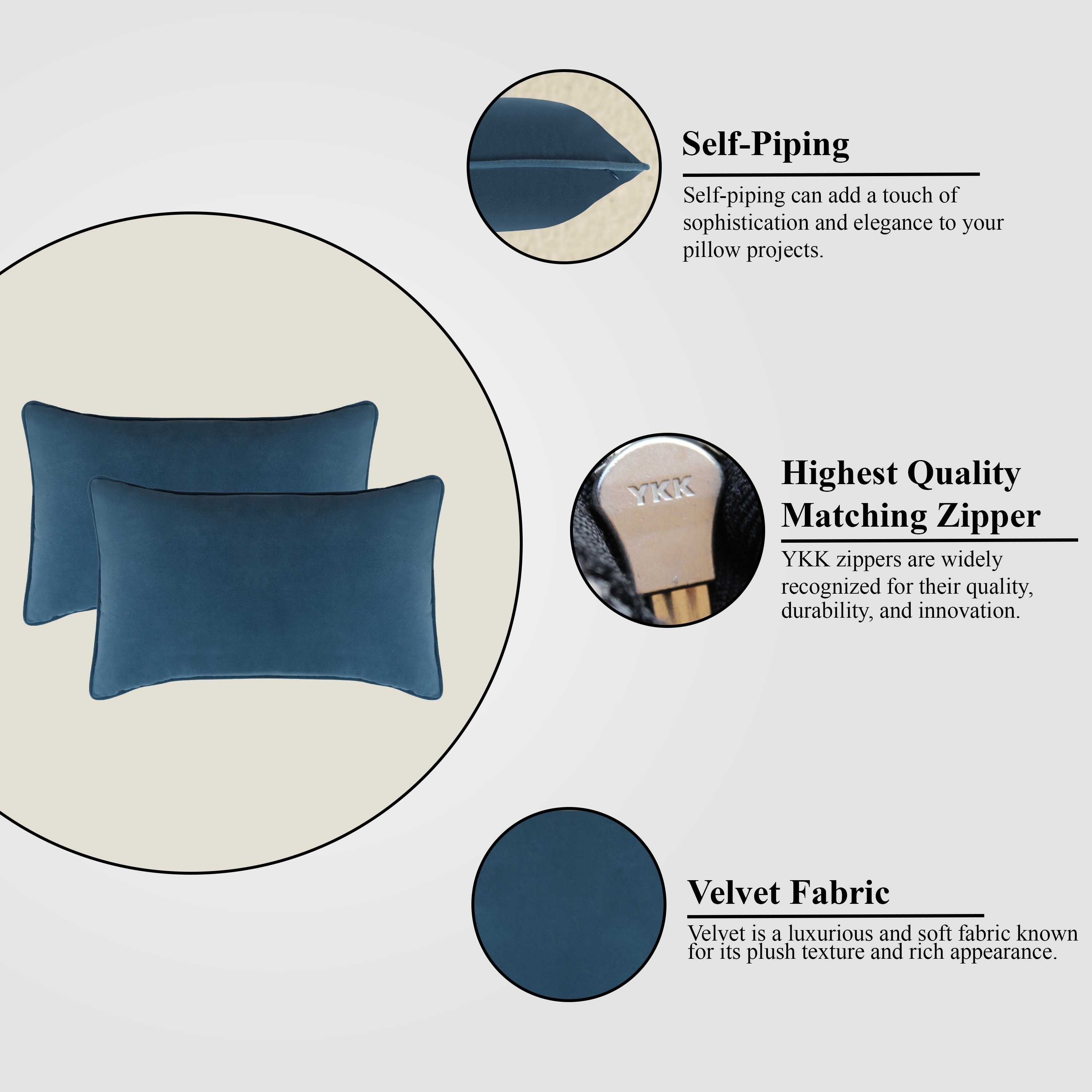 A1HC Set of 2 Luxurious Fine Soft Velvet Throw Pillow Covers Only, For Sofas, Beds, Vibrant Colors and Hidden Zipper