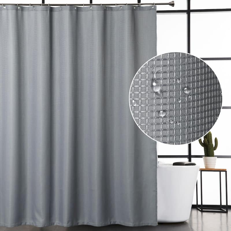 Waffle Fabric Shower Curtain for Bathroom