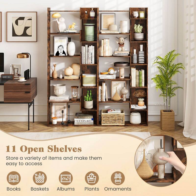 Costway 1/2 PCS 6-tier Bookshelf Tall Display Shelf with 11 Open - See Details