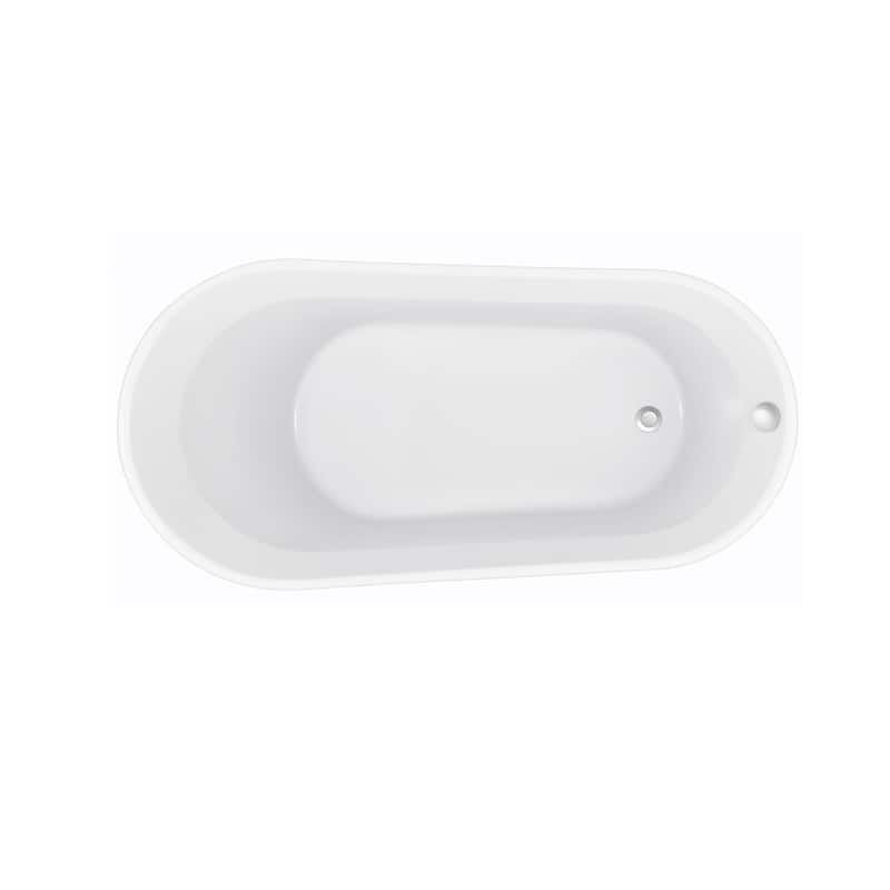 61 Inch Acrylic Freestanding Soaking Bathtub in White with Overflow and Drain