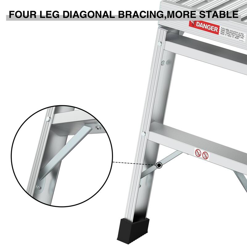 Portable Aluminum Work Platform Folding Ladder