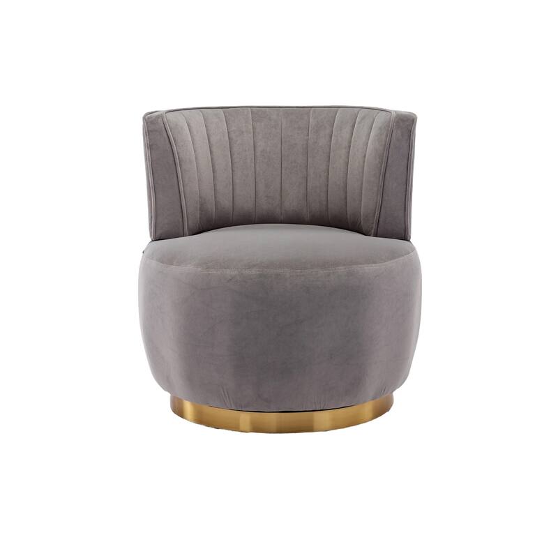 360° Swivel Velvet Barrel Sofa Chair with Wide Upholstered and Angled Armrests