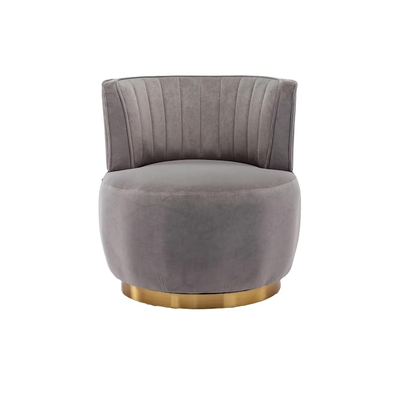 Gray Modern 25.2" Upholstered 360° Swivel Barrel Chair with Wide Upholstered and Sturdy Hardwood Frame