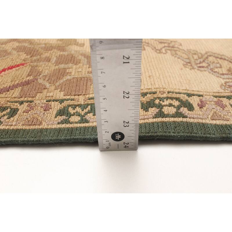 ECARPETGALLERY Flat-Weave Lahor Finest Beige Wool Tapestry Kilim - 2'6 x 11'8
