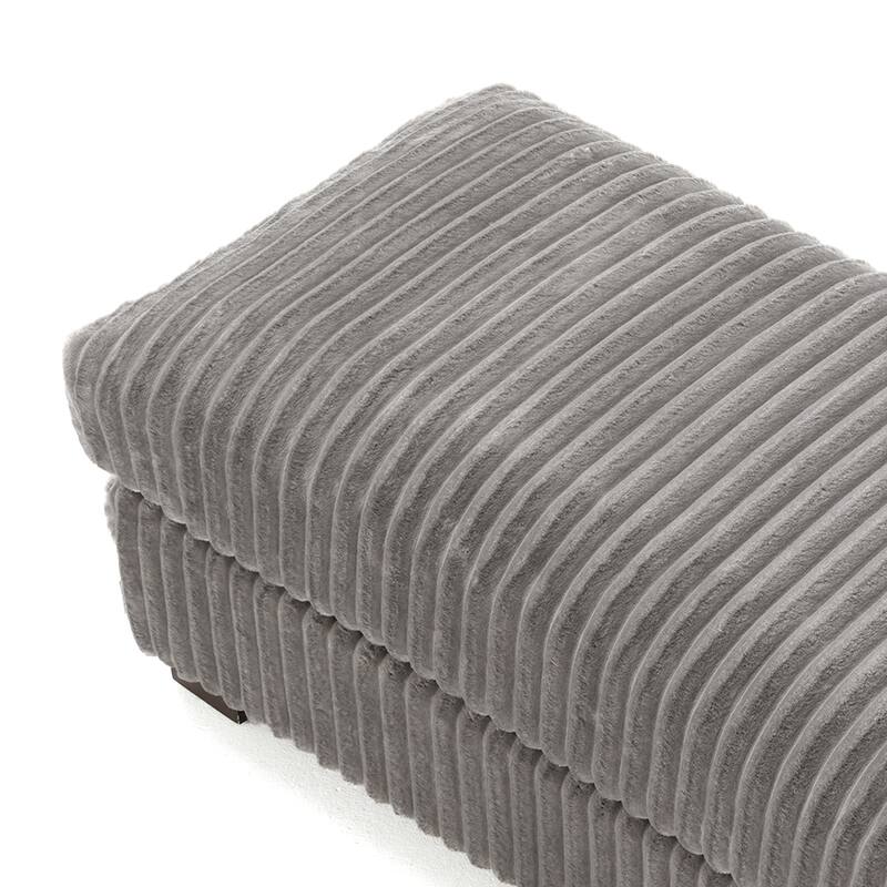 40" Oversized Plush Flannel Upholstered Ottoman Footstool Set of 2