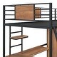 preview thumbnail 15 of 17, Black Twin Size Metal Wood Loft Bed with L-shaped Desk and Wardrobe