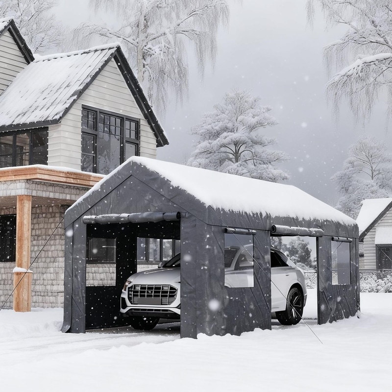 COSIEST Heavy-Duty Carport, All-Weather PE Canopy with Sidewalls, Portable Garage for Cars, Trucks & Outdoor Storage