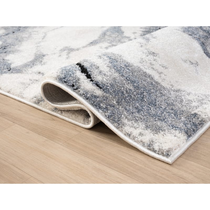 Paris Collection Abstract Cream/Blue Rug