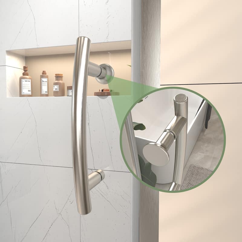 Modland 56-60''W x 71''H Pivot Frame Sliding Shower Door with 1/4"(6mm) Clear SGCC Tempered Glass, Black/Nickel/Chrome