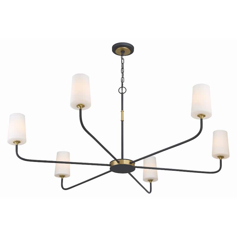 Niles 6 Light Black Forged & Modern Gold Chandelier - 54"W x 22.25"H