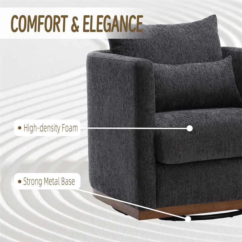 Swivel Barrel Chair,Comfy Round Accent Sofa Chair for Living Room
