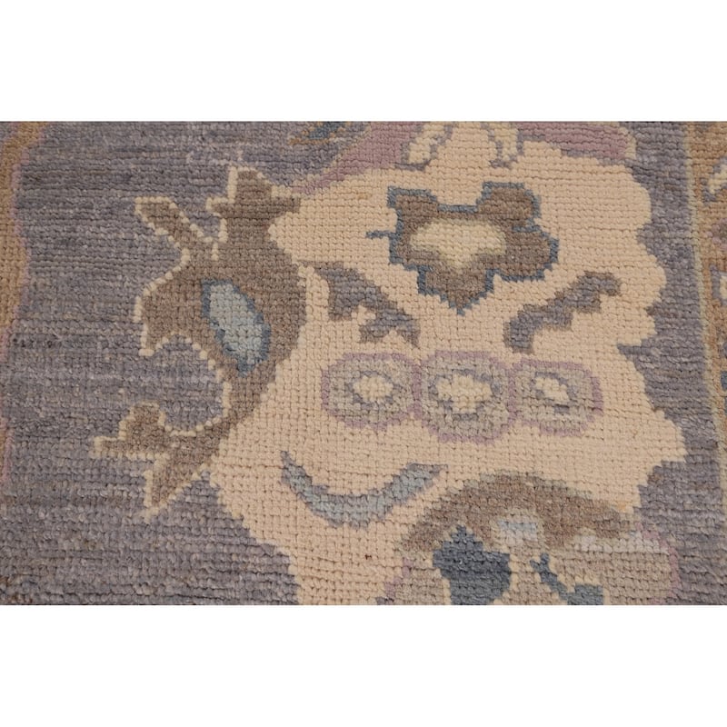 Gray Blue Oushak Vegetable Dye Area Rug Hand-Knotted Wool Carpet - 9'1" x 12'0"