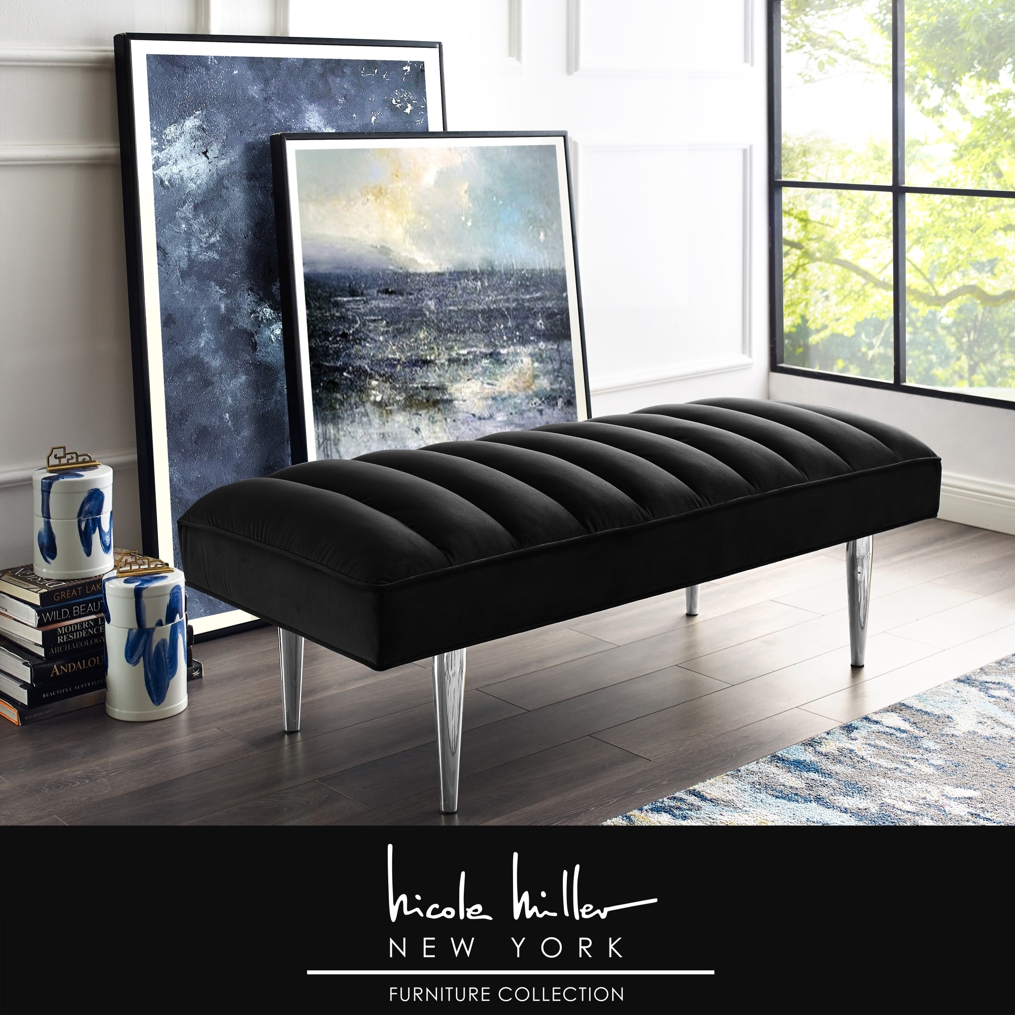 Black velvet bed sale bench