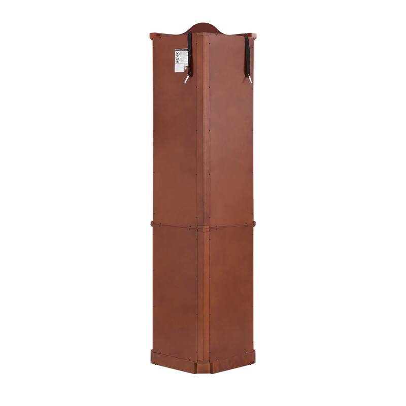 Elegant Walnut Corner Curio Cabinet with Lights, Tempered Glass Shelves, and Mirrored Back for Collectibles