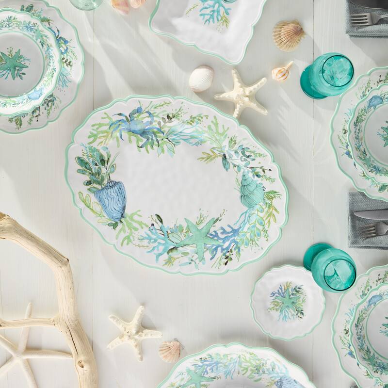 Certified International Sea Glass Melamine 2 Piece Platter Set - 18.00"L x 13.50."H x 0.75"H