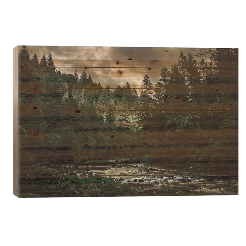 Pacific Northwest River And Trees Print On Wood by Nature Magick - Multi-Color - 26x40x1.5