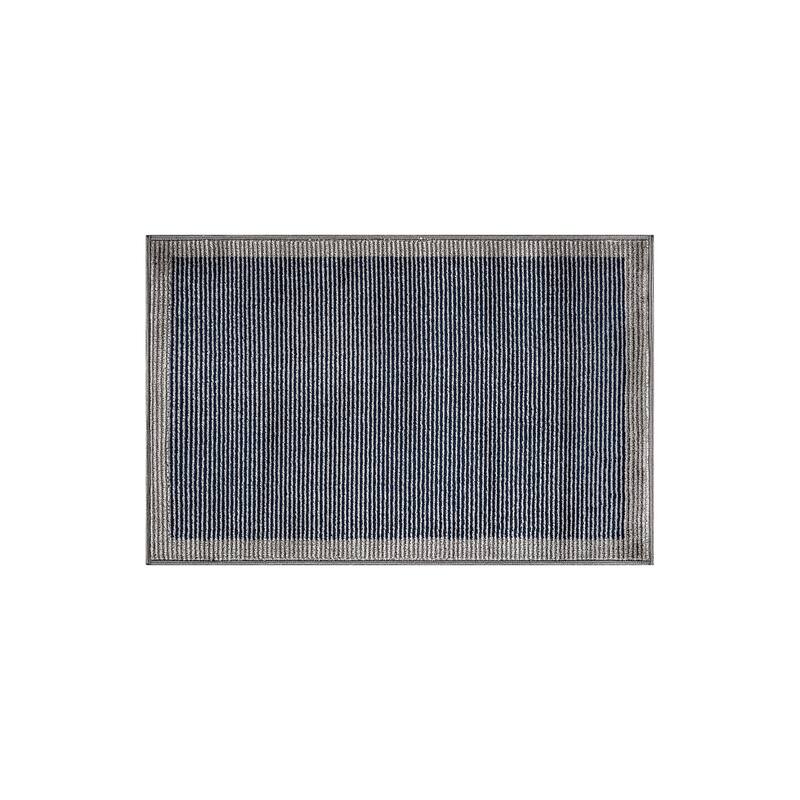 Modern Geometric Stripe Bordered Area Rug for Living Room, Bedroom, or Entryway - Low Pile Indoor Rug