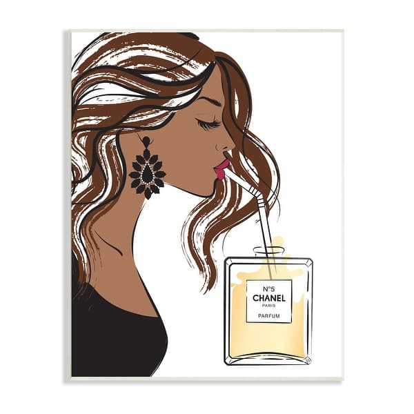 Stupell Fashion Female Sipping Straw Glam Perfume Bottle Wood Wall Art -  Brown - On Sale - Bed Bath & Beyond - 35302966