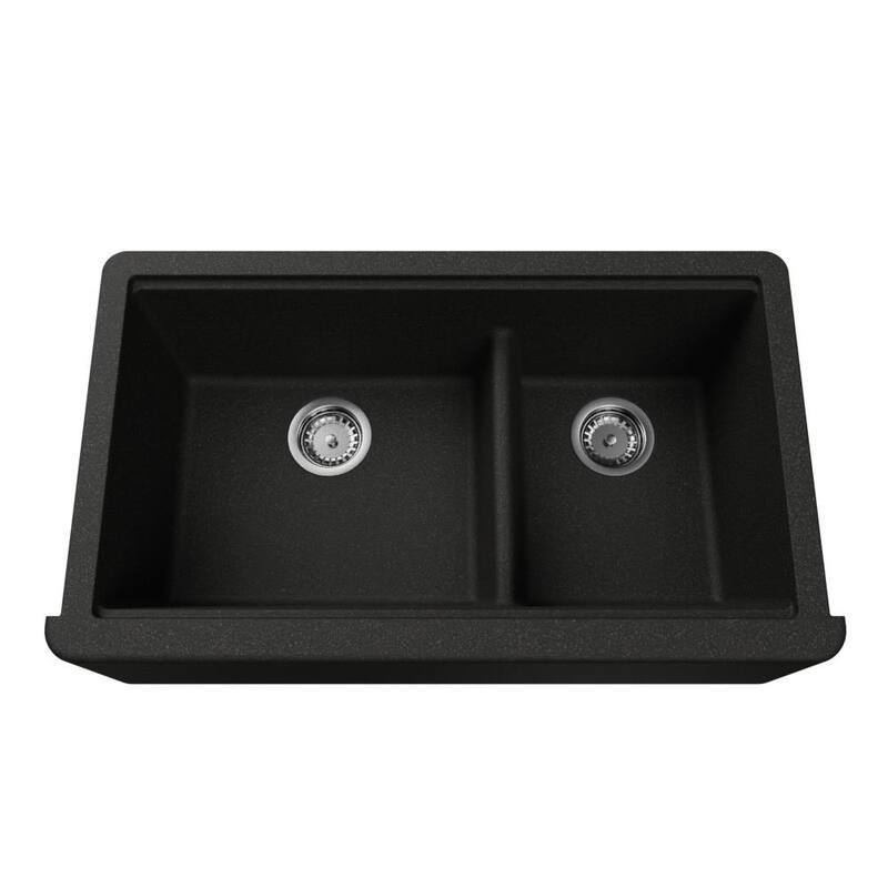 Self-Trimming Quartz Composite 36" Farmhouse Double Bowl Kitchen Sink