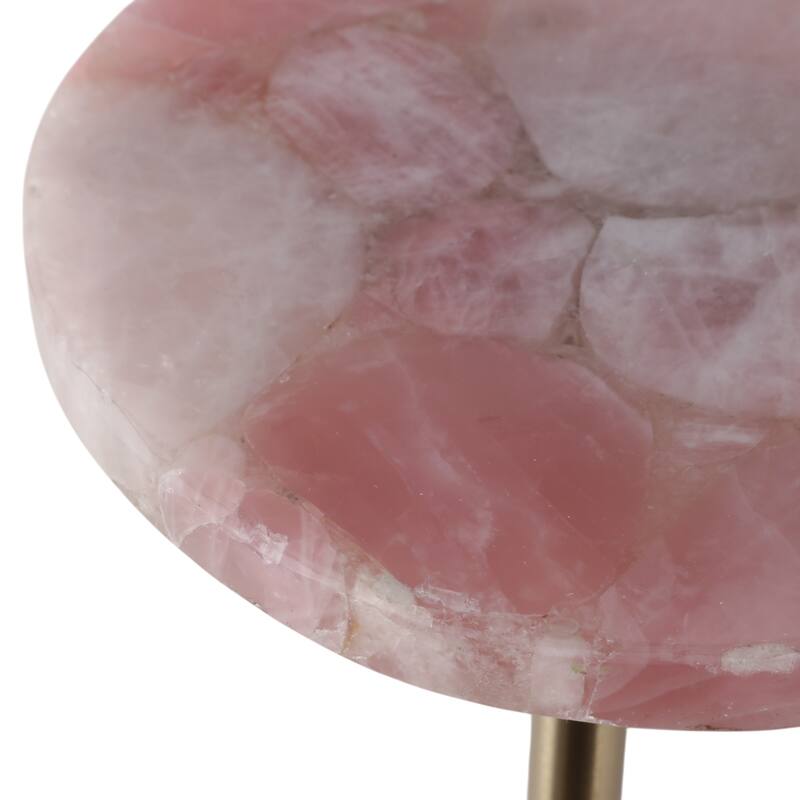 Marble Metal Side Table Modern Slim Base Narrow Round Top Home Decor - 24.0"