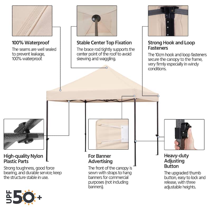 Yaheetech Adjustable Commercial Pop-up Canopy with Wheeled Carry Bag