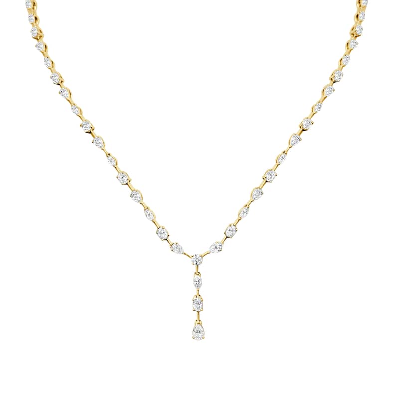 Auriya 14k Gold Lab Grown Pear and Oval Diamond Lariat Necklace 6.67 ct. tw. (F-G, VS) - Yellow